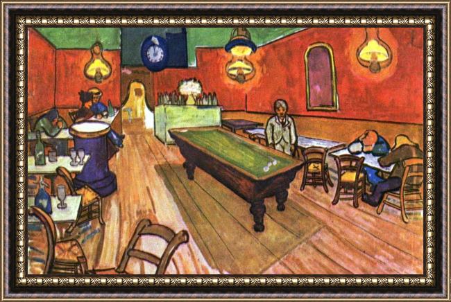 Framed Vincent van Gogh the night cafe in the place lamartine in arles painting