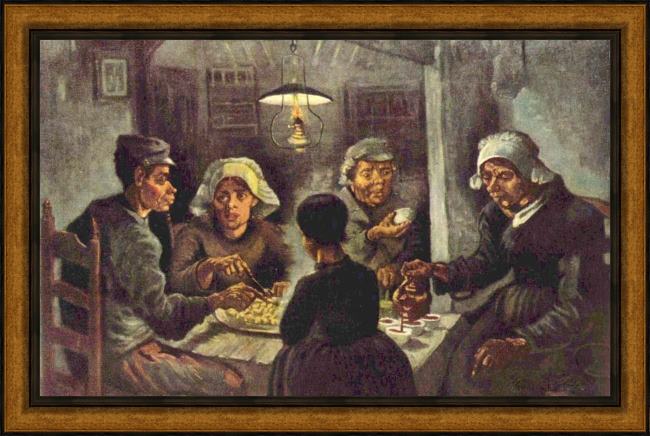 Framed Vincent van Gogh the potato eaters painting