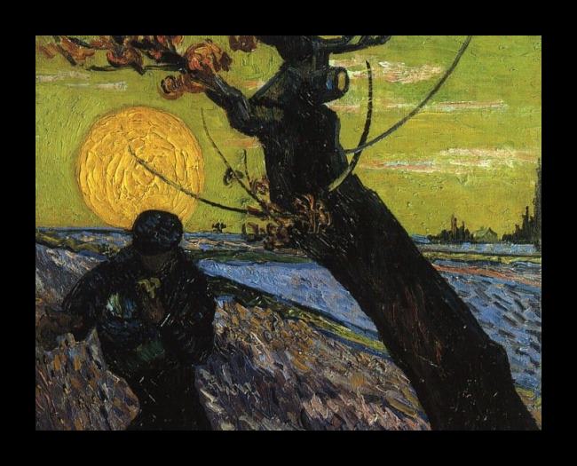 Framed Vincent van Gogh the sower painting