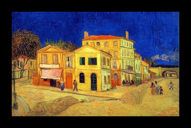 Framed Vincent van Gogh the yellow house painting