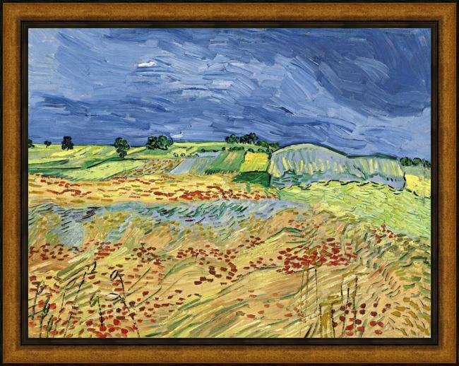Framed Vincent van Gogh wheat fields painting