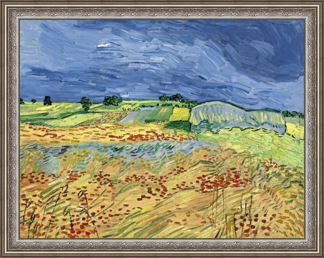 Framed Vincent van Gogh wheat fields painting