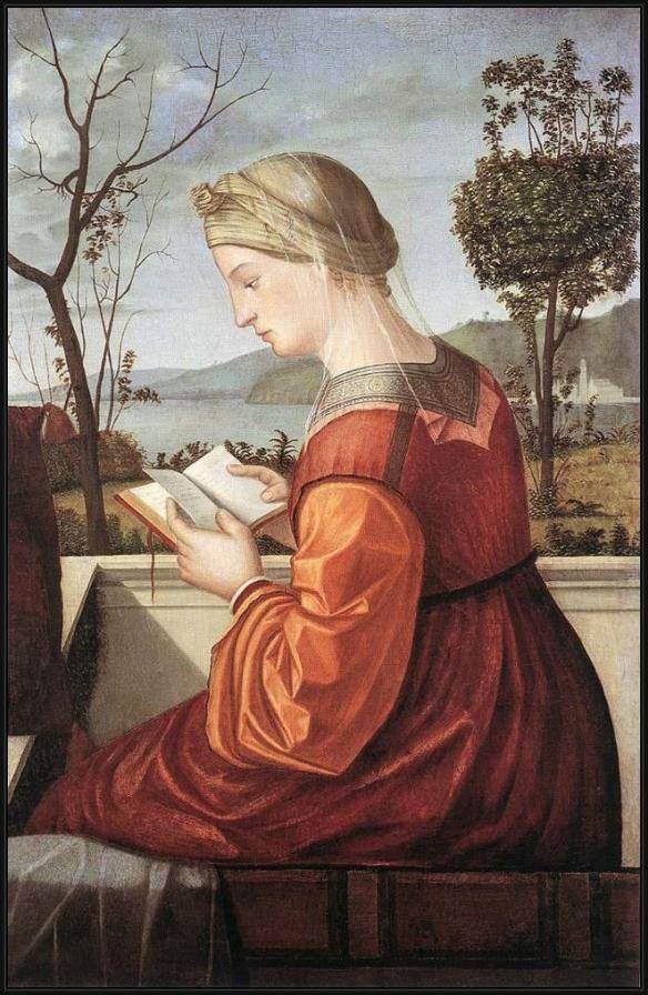 Framed Vittore Carpaccio the virgin reading painting