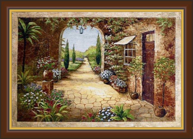 Framed Vivian Flasch secret garden i painting