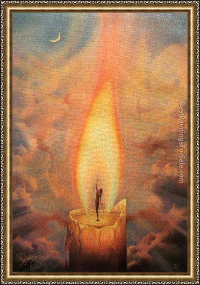 Framed Vladimir Kush candle painting
