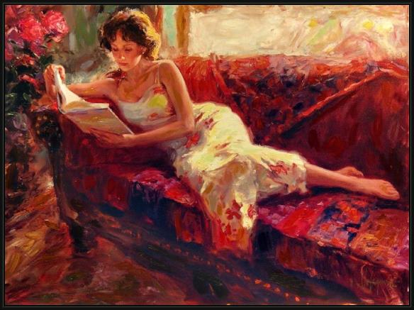 Framed Vladimir Volegov the red couch painting