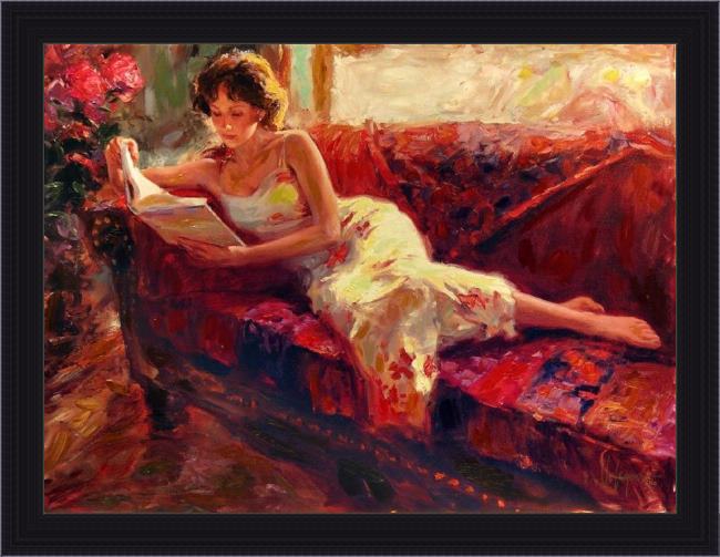 Framed Vladimir Volegov the red couch painting