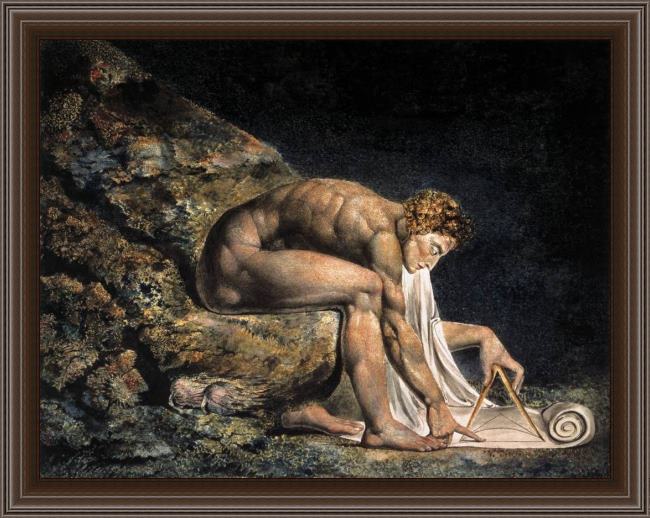 Framed William Blake isaac newton painting