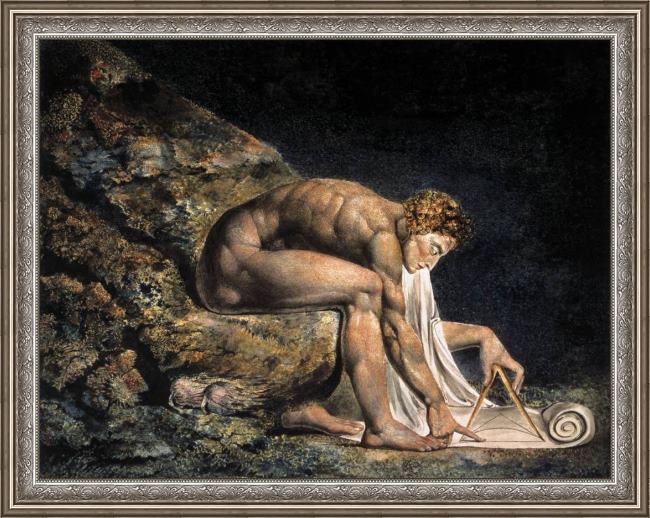 Framed William Blake isaac newton painting