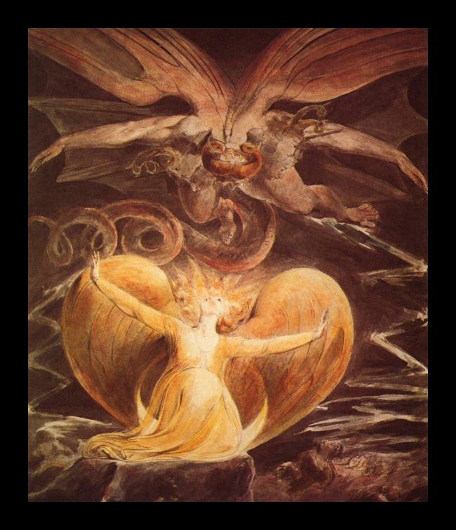 Framed William Blake the great red dragon and the woman clothed with sun painting