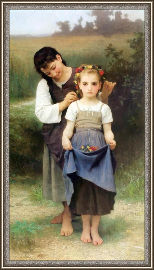 Framed William Bouguereau the jewel of the fields painting