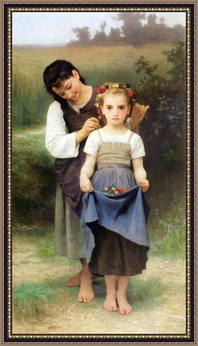 Framed William Bouguereau the jewel of the fields painting