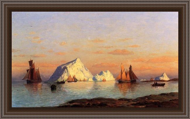 Framed William Bradford fishermen off the coast of labrador painting