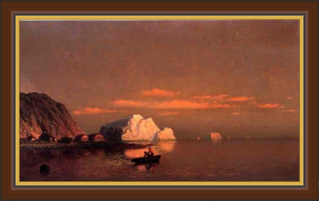 Framed William Bradford fishermen off the coast of labrador sunset painting