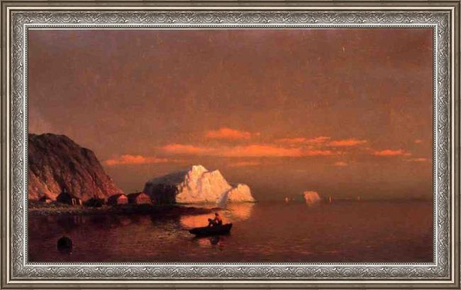 Framed William Bradford fishermen off the coast of labrador sunset painting