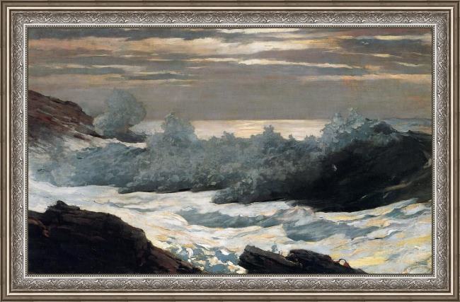 Framed Winslow Homer early morning after a storm at sea painting
