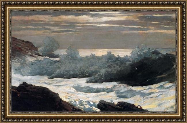 Framed Winslow Homer early morning after a storm at sea painting